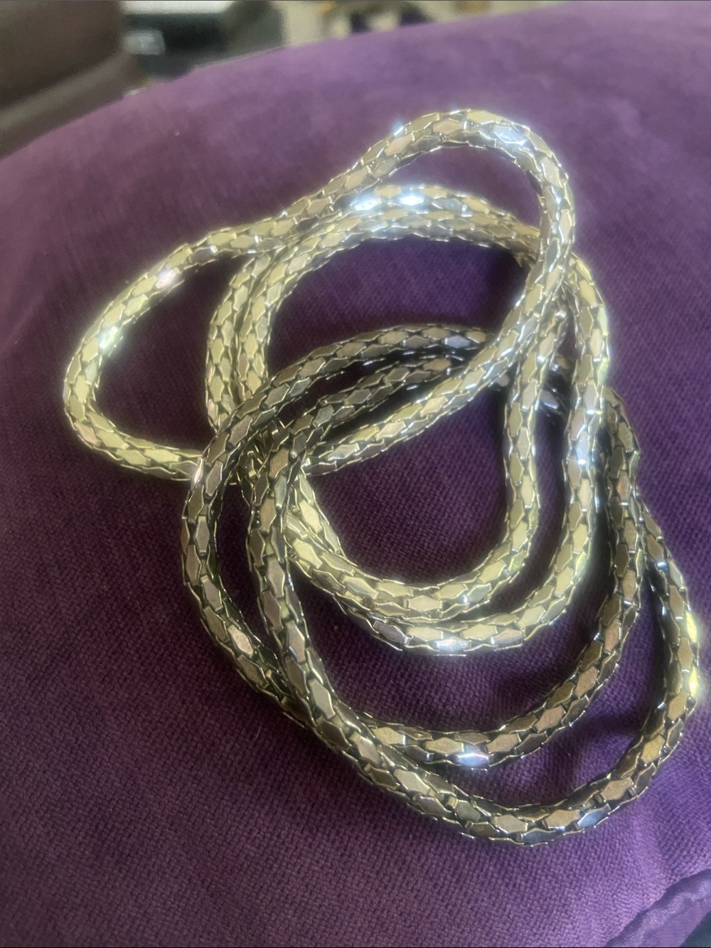 Set of Silver-Toned Braided Bangle Bracelets